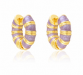 Purple Enamel 14K Gold-Plated Hoop Earrings