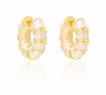 Beige Enamel 14K Gold-Plated Hoop Earrings