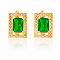 18K Gold Plated Emerald Crystal Earrings