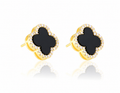 14K Gold-Plated Black Clover Stud Earrings