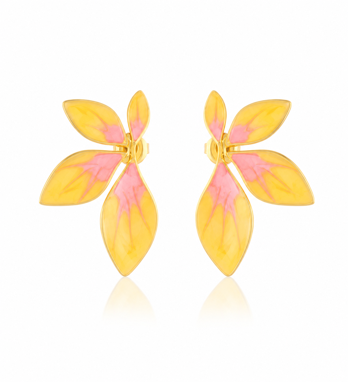 Yellow & Pink Floral Surgical Steel Earrings