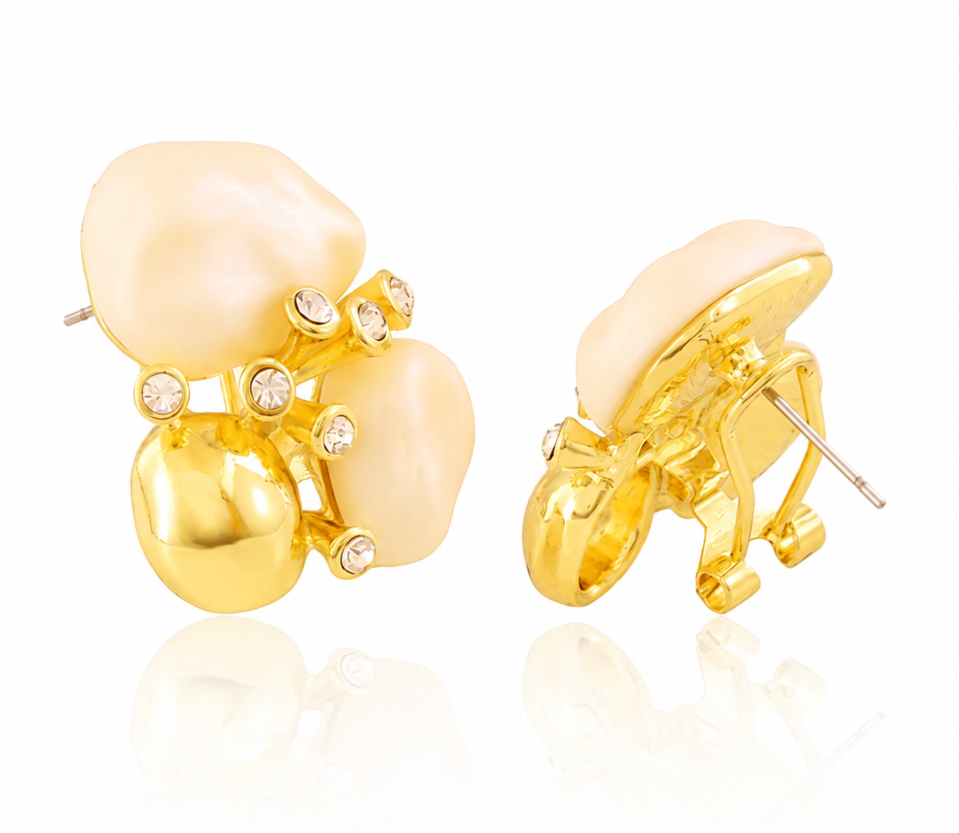 Pearl Bloom 14K Gold-Plated Floral Earrings