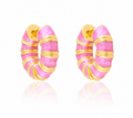 Pink Enamel 14K Gold-Plated Hoop Earrings