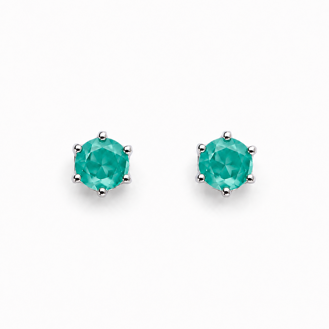 Rhodium Plated Turquoise Crystal Stud Earrings
