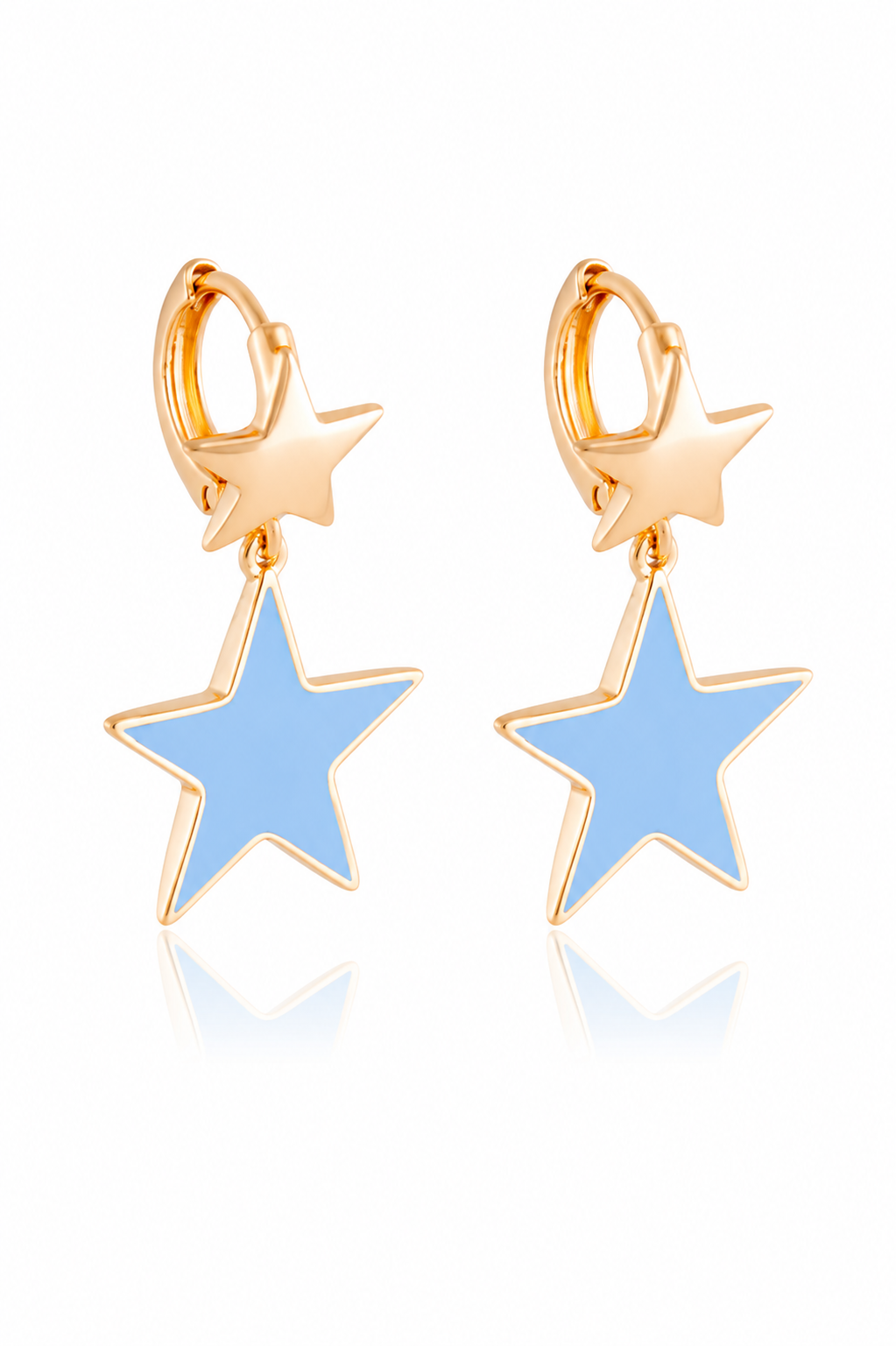18K Gold Plated Blue Enamel Drop Earrings