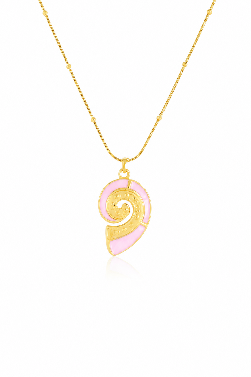 Pink Spiral Pendant Necklace – Stainless Steel