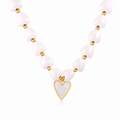 White Heart Bead Necklace – Stainless Steel