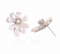 Crystal Flower Rhodium-Plated Stud Earrings