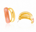 Peach Blown Enamel 14K Gold-Plated Hoop Earrings