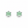 Rhodium Plated Green Crystal Stud Earrings.