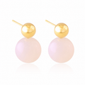 14K Gold Plated Pink Ball Stud Earrings