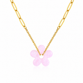 Pink Flower Necklace – Stainless Steel
