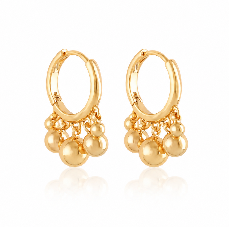 18K Gold Plated Dangle Hoop Earrings