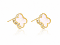 14K Gold-Plated Crystal Clover Stud Earrings