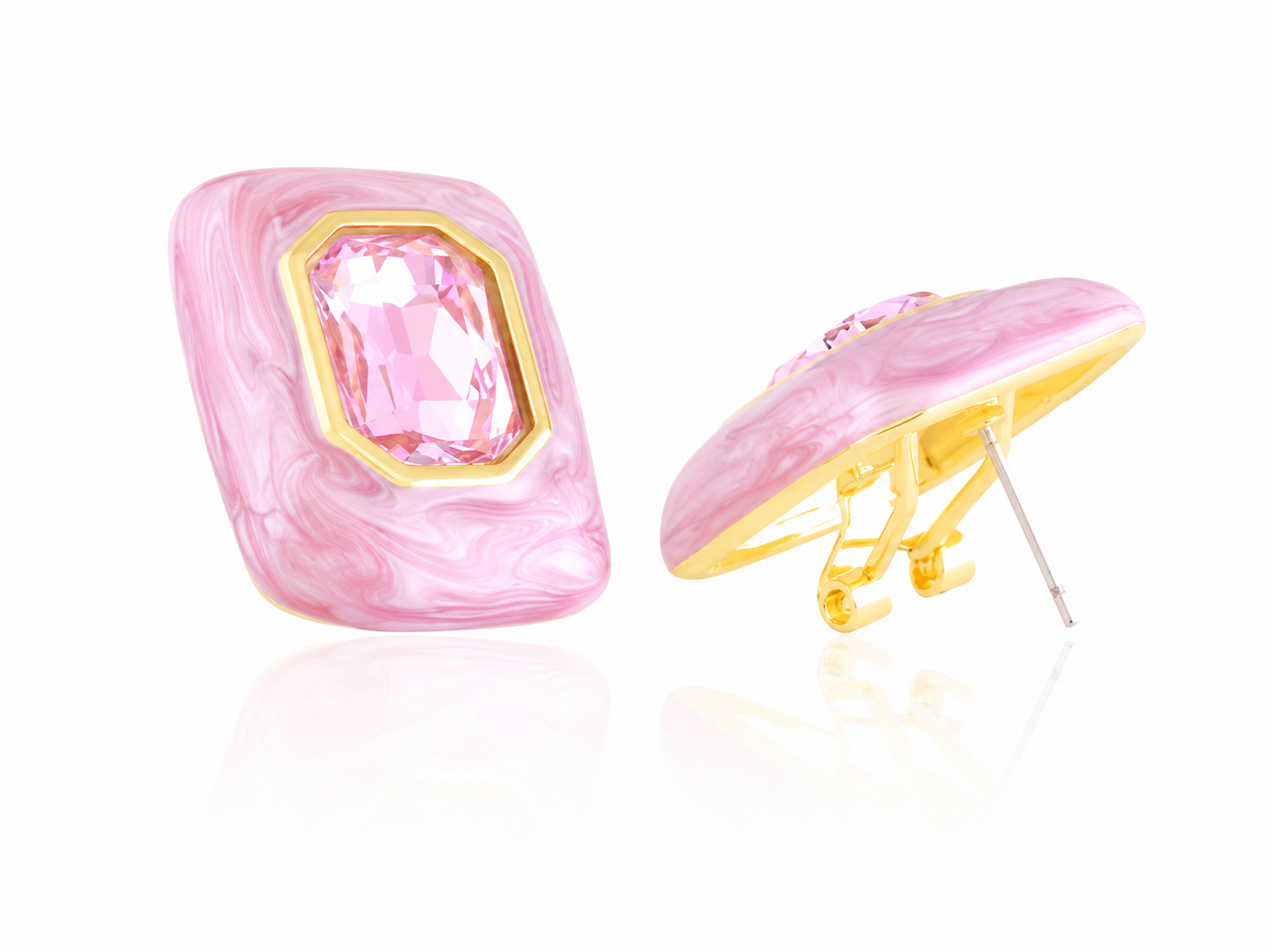 Pink Crystal 14K Gold-Plated Statement Earrings