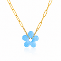 Blue Flower Necklace – Stainless Steel