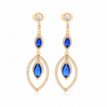 Blue Crystal 18K Gold-Plated Drop Earrings