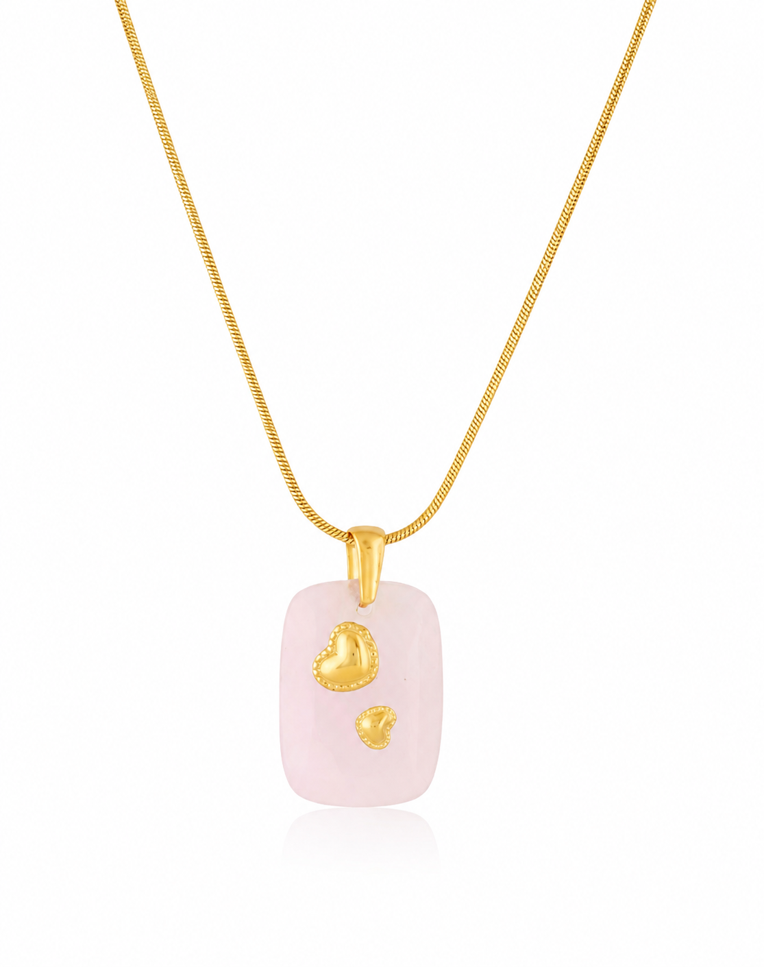 Stainless Steel Pink Mineral Heart Necklace