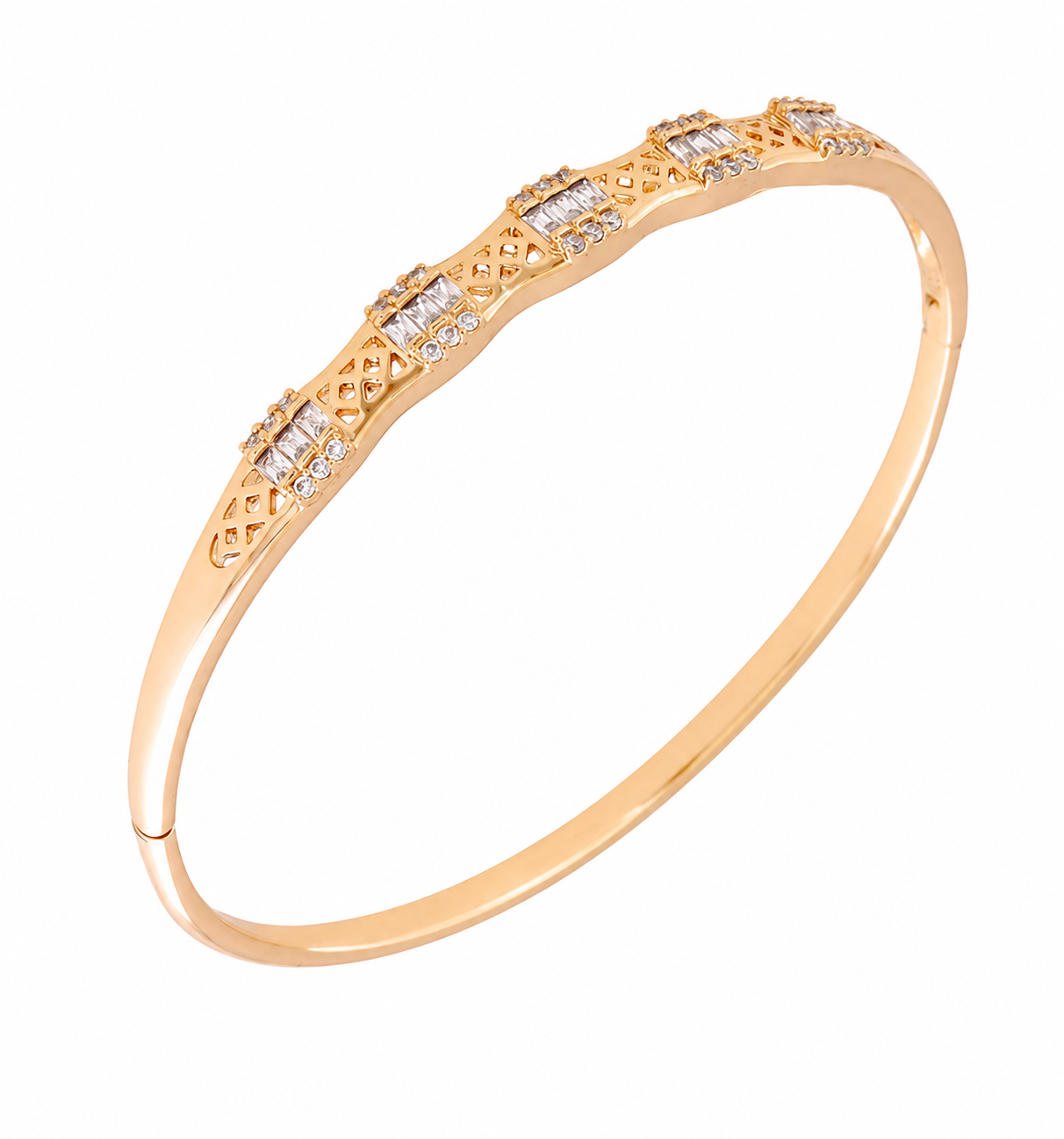 18K Gold-Plated Crystal Bangle Bracelet