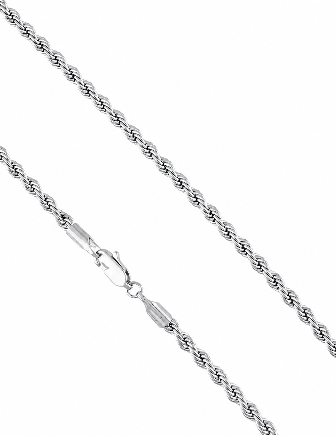 Rhodium Plated Rope Chain Necklace