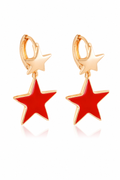 18K Gold Plated Red Enamel Drop Earrings
