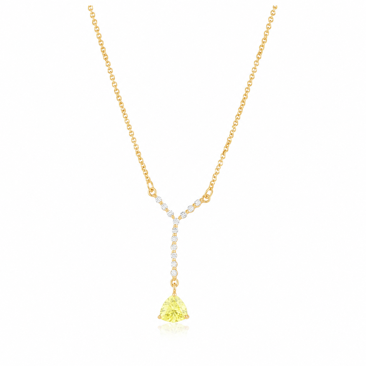 18K Gold-Plated Yellow Crystal Pendant Necklace