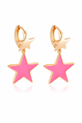 18K Gold Plated Pink Enamel Drop Earrings