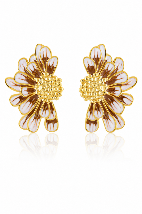 14K Gold Plated Floral Statement Earrings