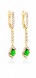 18K Gold Plated Green Crystal Drop Earrings