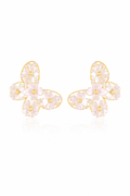 14K Gold Plated Floral Stud Earrings
