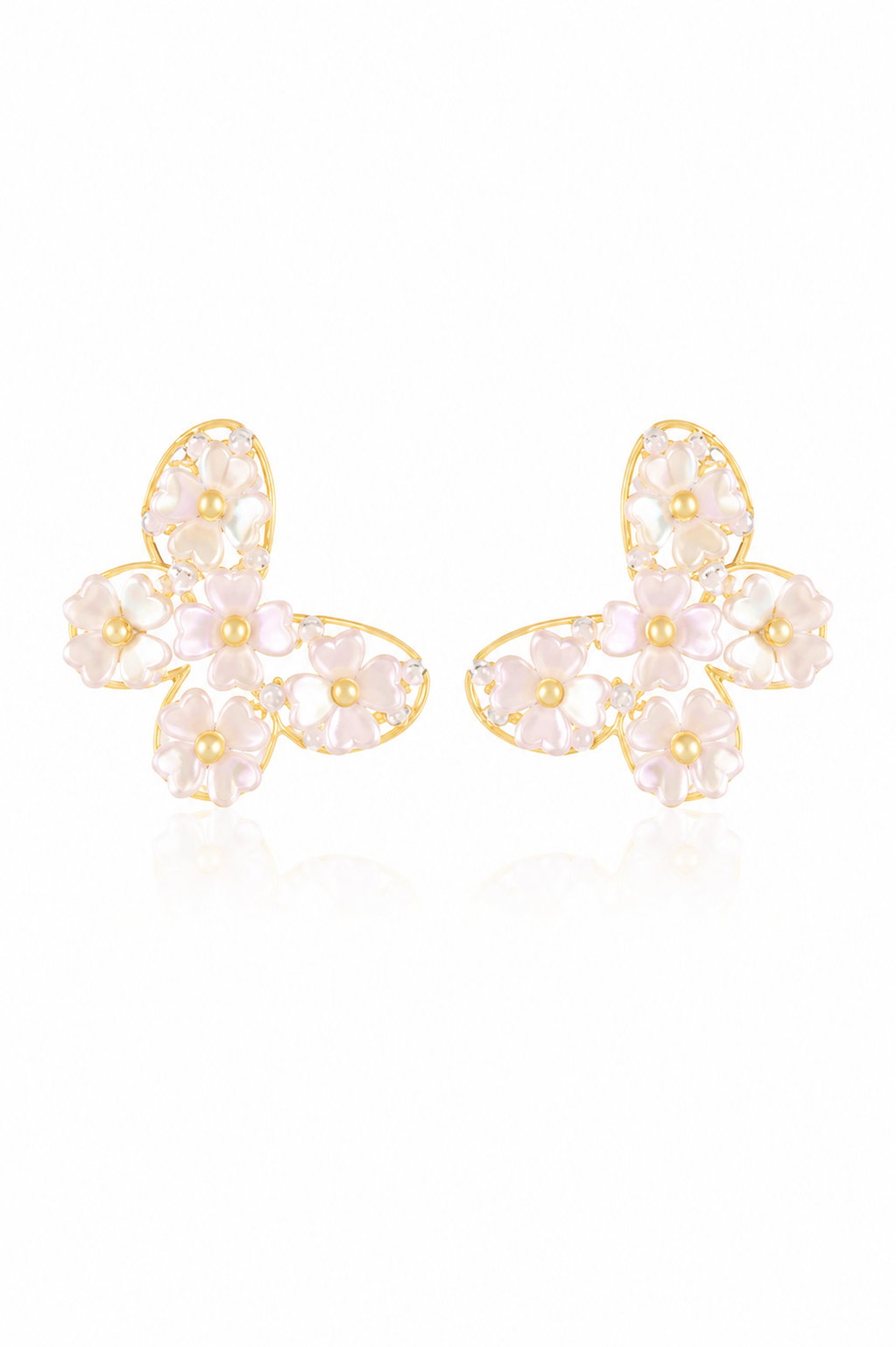 14K Gold Plated Floral Stud Earrings