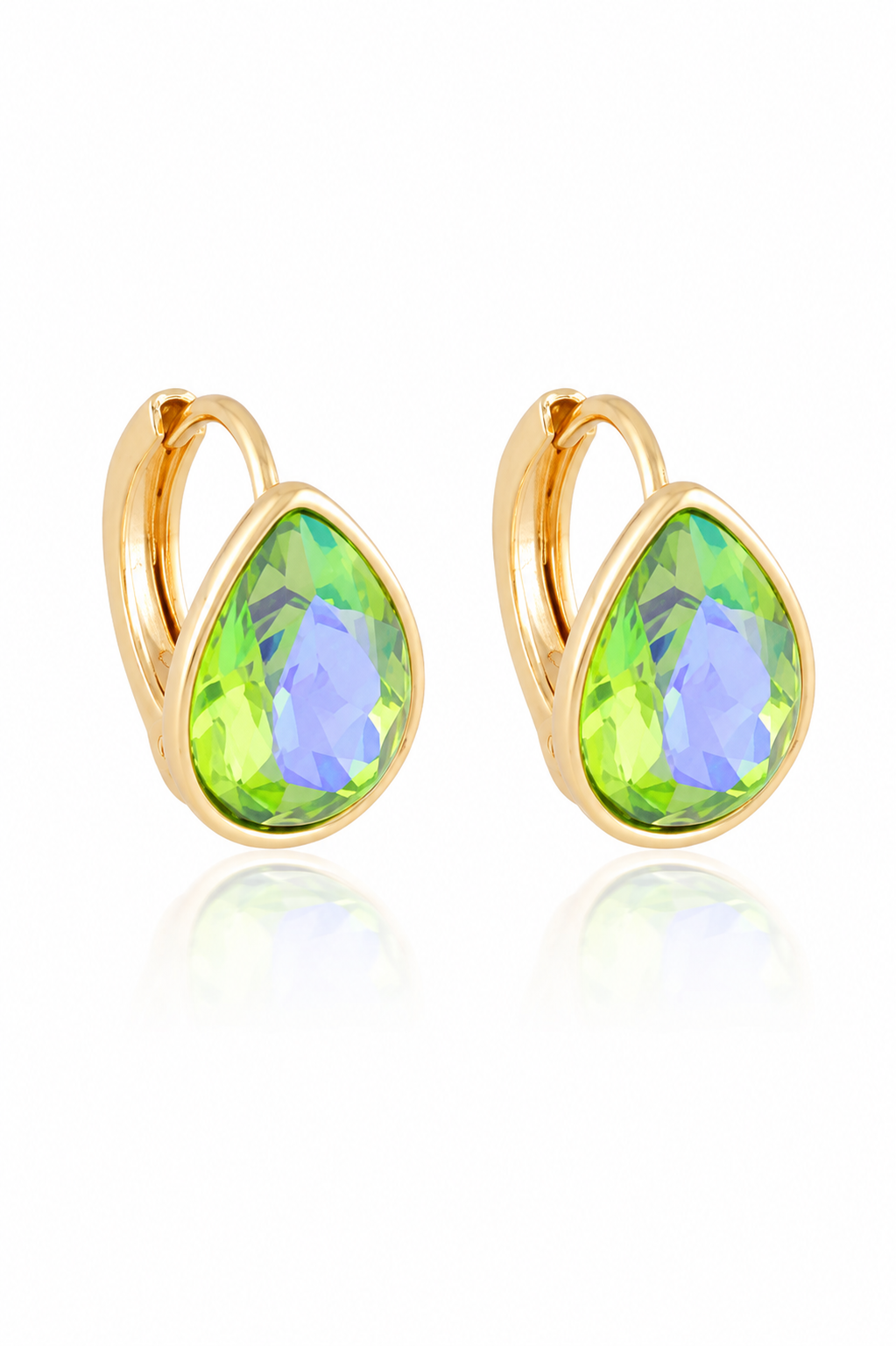 14K Gold Plated Crystal Teardrop Earrings