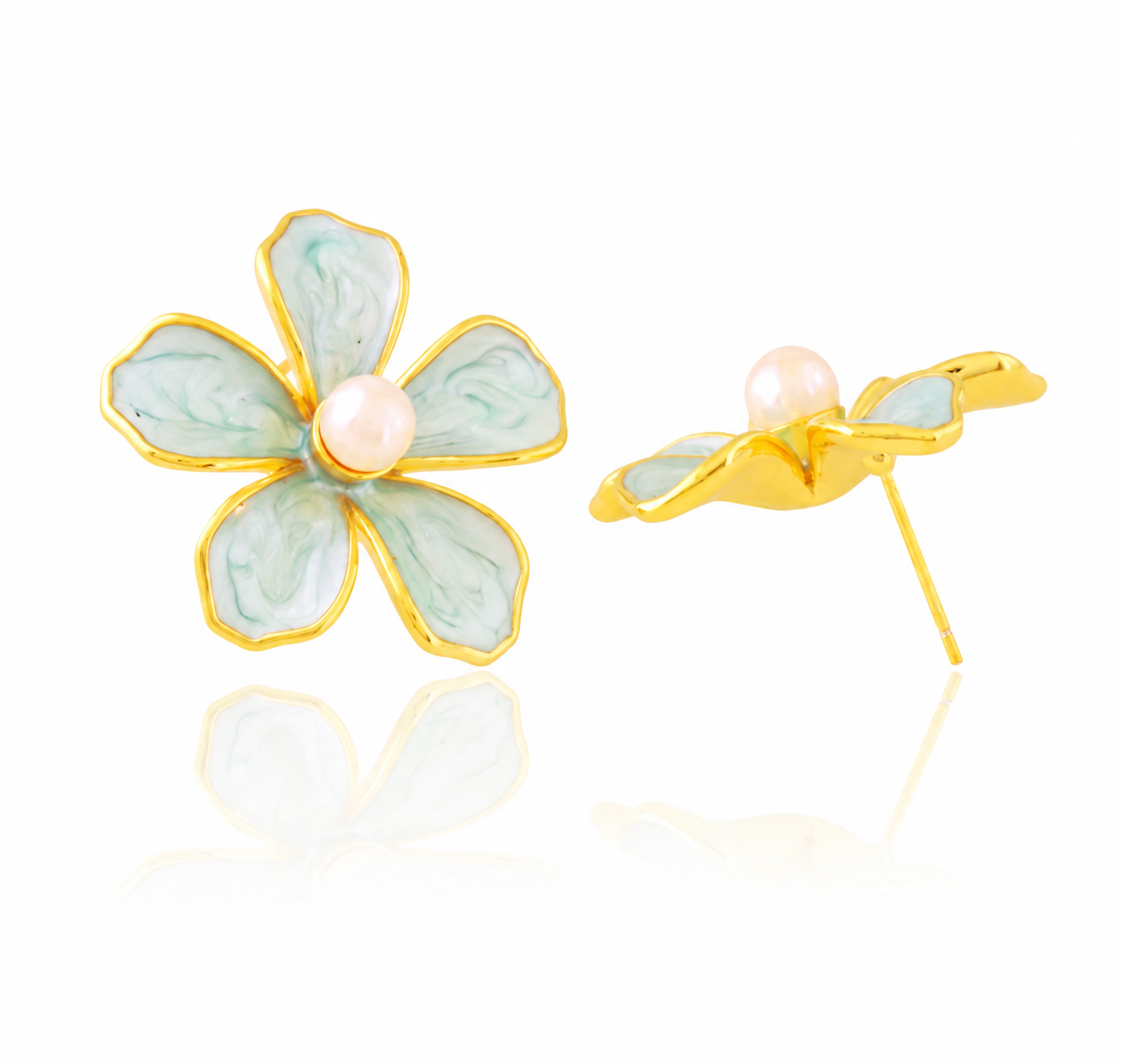 Blue Flower 14K Gold-Plated Stud Earrings