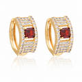 18K Gold Plated Red Crystal Hoop Earrings