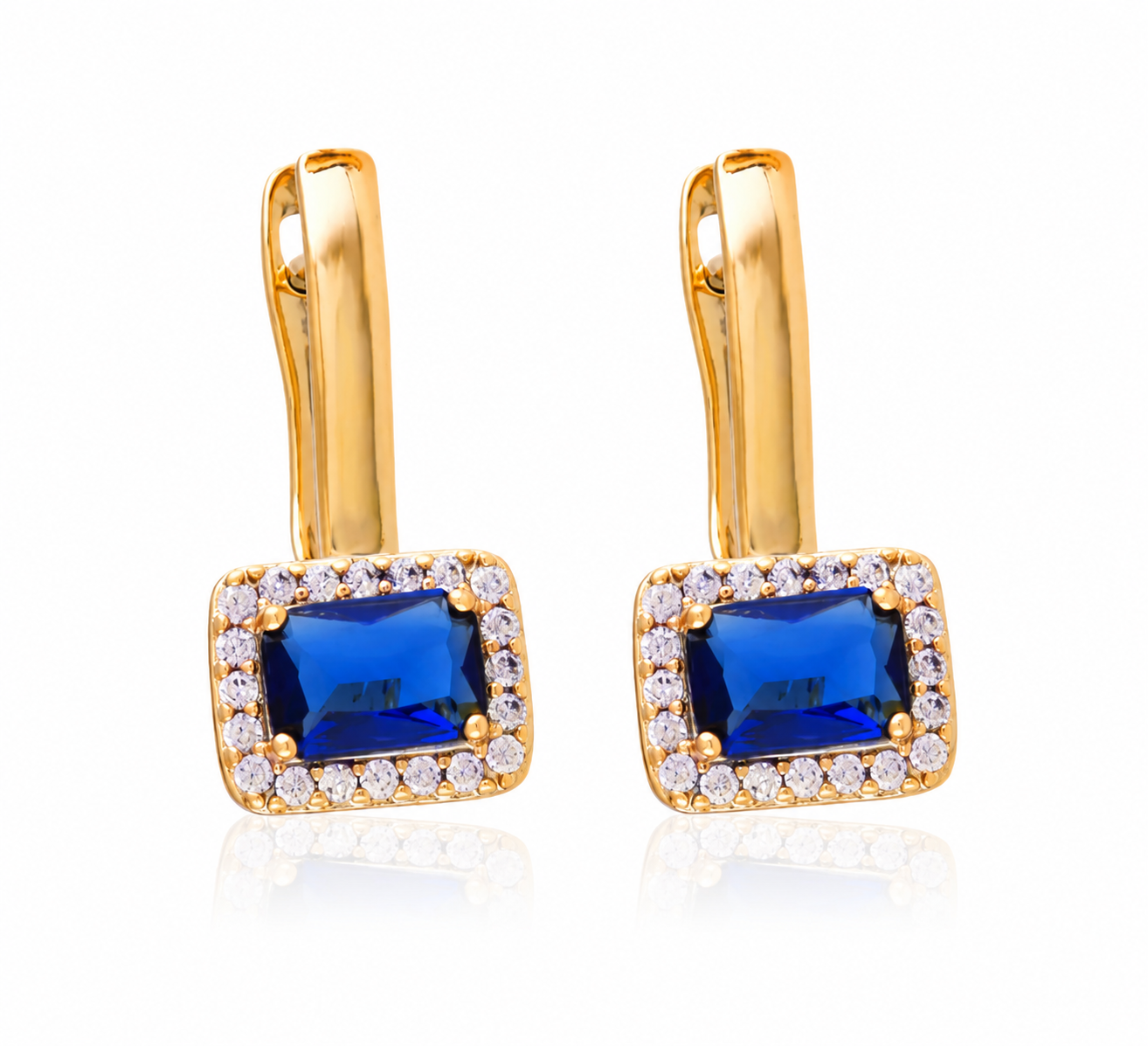 18K Gold Plated Blue Crystal Earrings