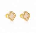 14K Gold Plated Clover Stud Earrings
