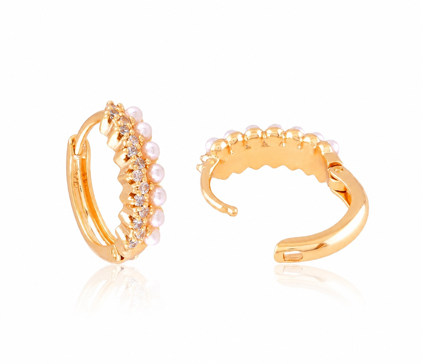 18K Gold Plated Pearl Hoop Earrings