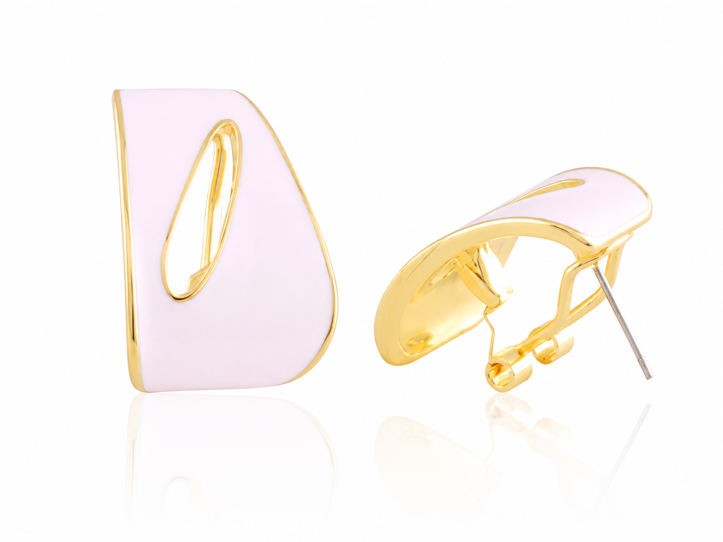 White Enamel 14K Gold-Plated Statement Earrings