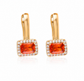 18K Gold Plated Red Crystal Earrings