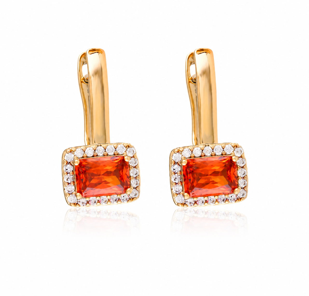 18K Gold Plated Red Crystal Earrings