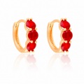 18K Gold Plated Red Crystal Hoop Earrings