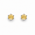 Rhodium Plated Yellow Crystal Stud Earrings