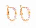 18K Gold Plated Twisted Pink & White Accent Hoop Earrings