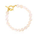 Pearl Surgical Steel Bracelet with Gold Toggle Clasp