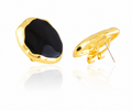 Black Enamel 14K Gold-Plated Statement Earrings