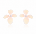 Rhodium Plated Enamel Flower Stud Earrings