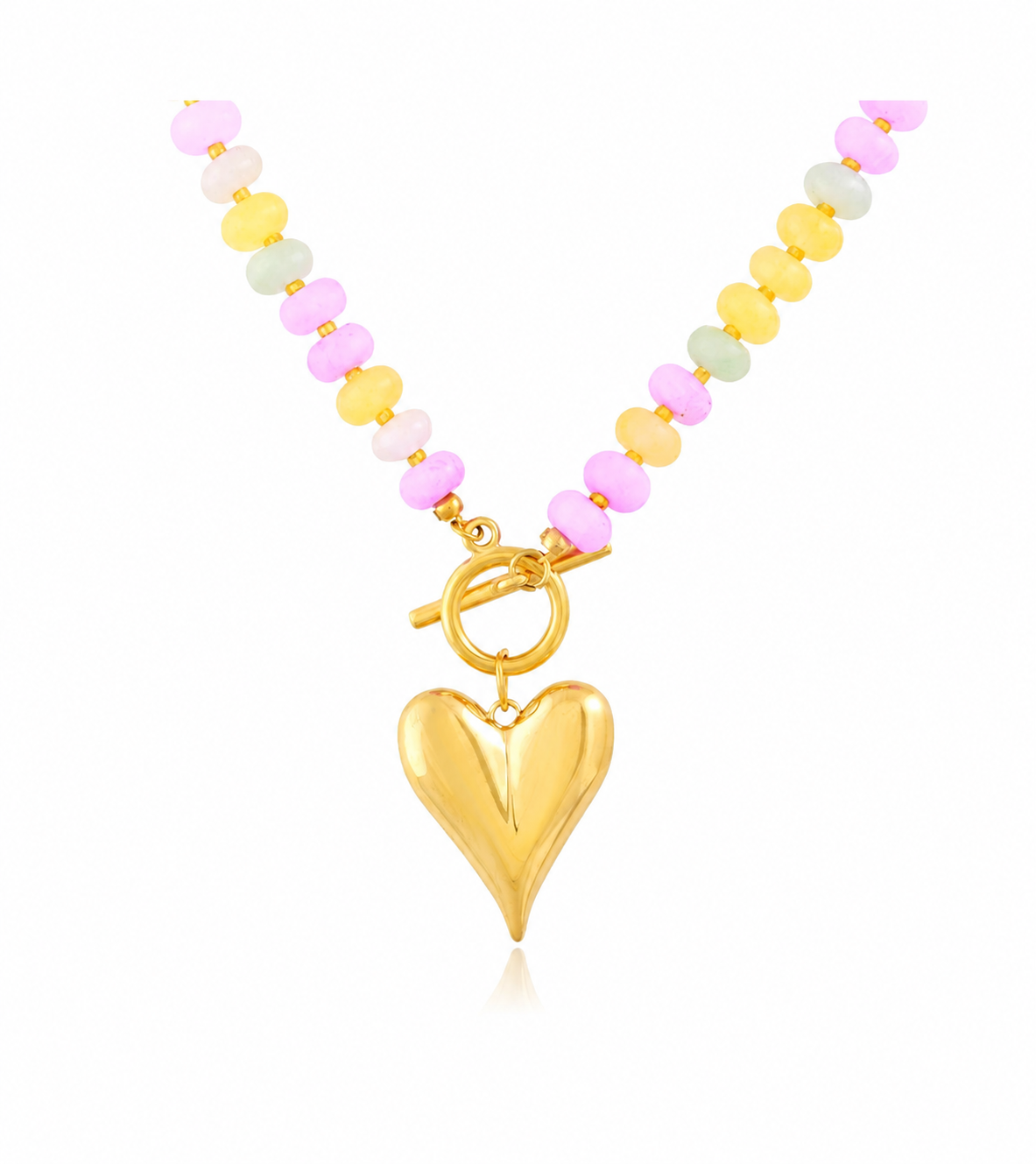 Stainless Steel Colourful Heart Beaded Necklace